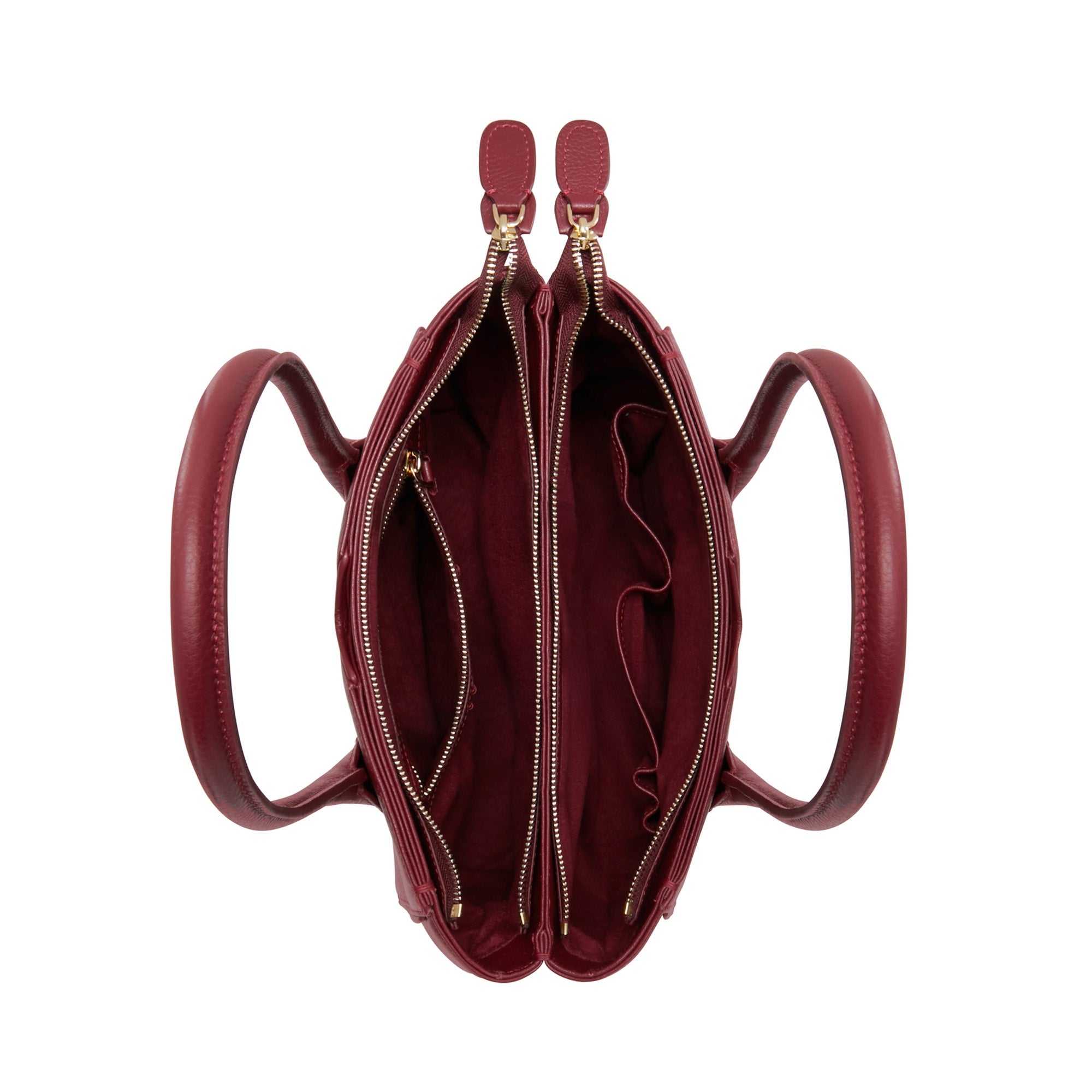 Honoré Cloe Midi bordeaux leather handbag made of calf leather