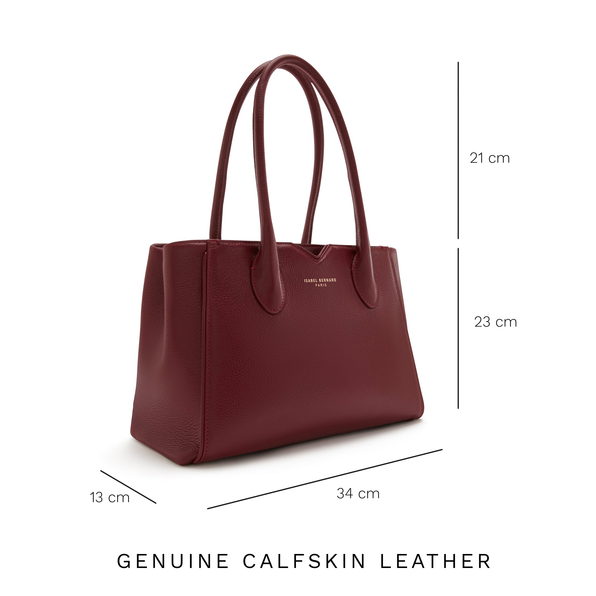 Honoré Cloe Midi bordeaux leather handbag made of calf leather